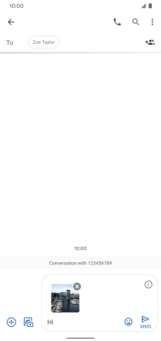 Press the send icon when you've finished your MMS.