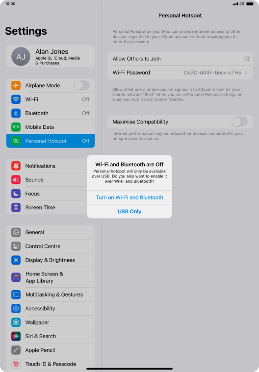 If Wi-Fi is turned off, press Turn on Wi-Fi and Bluetooth.