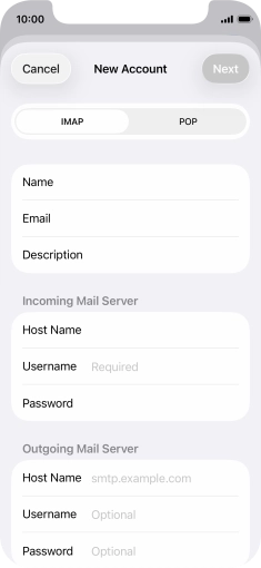 Press IMAP.