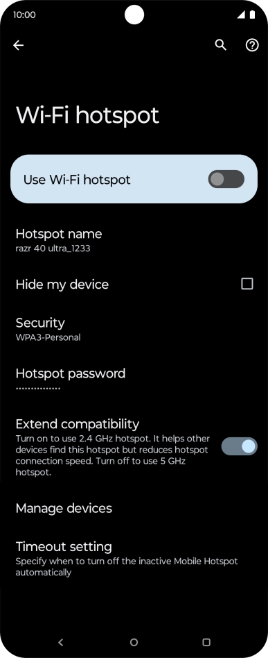 Press Hotspot password.