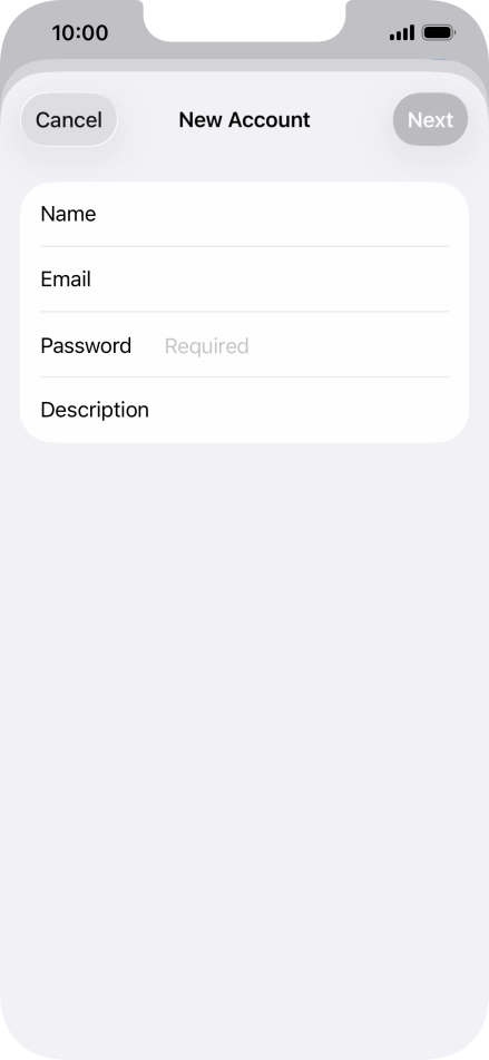 Press Password and key in the password for your email account.
