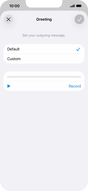 Press Default to select the default greeting.