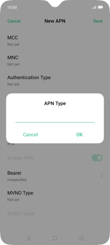 Key in default and press OK.