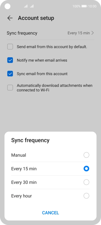 Press the required setting.