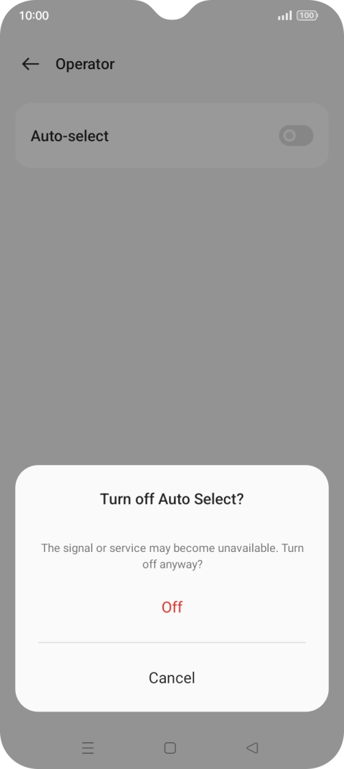Press Off to turn off the function and wait while your phone searches for networks.