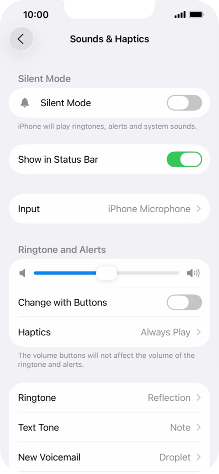 Press the indicator next to 
