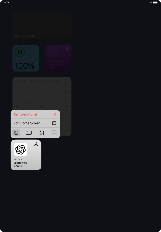 Press Remove Widget.