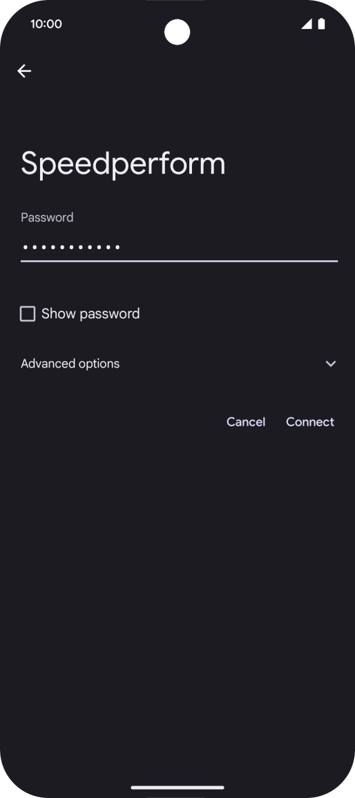 Key in the password for the Wi-Fi network and press Connect.