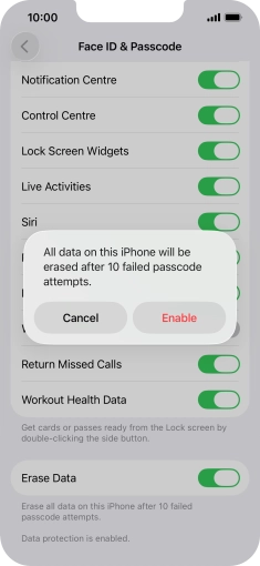 If you turn on the function, press Enable.