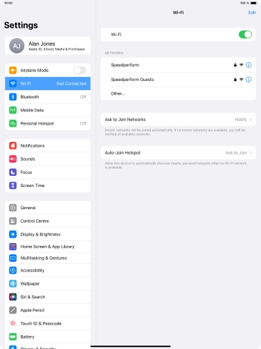 Press the required Wi-Fi network and key in the password for the Wi-Fi network.