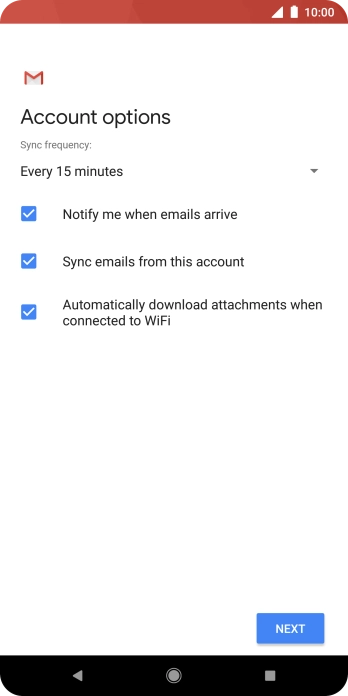 If this screen is displayed, you email account has been recognised and set up automatically. Follow the instructions on the screen to key in more information and finish setting up your phone.
