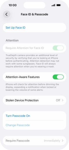 Press Turn Passcode On and key in a phone lock code of your own choice twice.