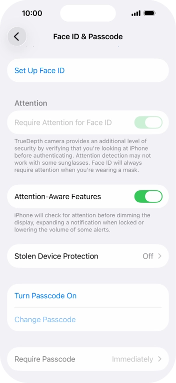 Press Turn Passcode On and key in a phone lock code of your own choice twice.