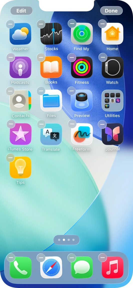 Press the home screen icon.