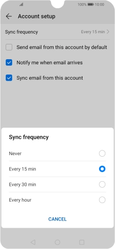 Press the required setting.