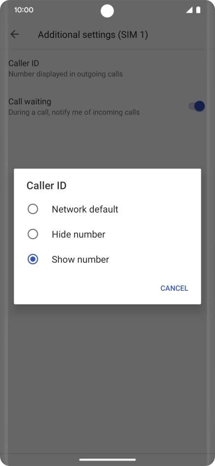 Press Show number to turn on caller identification.