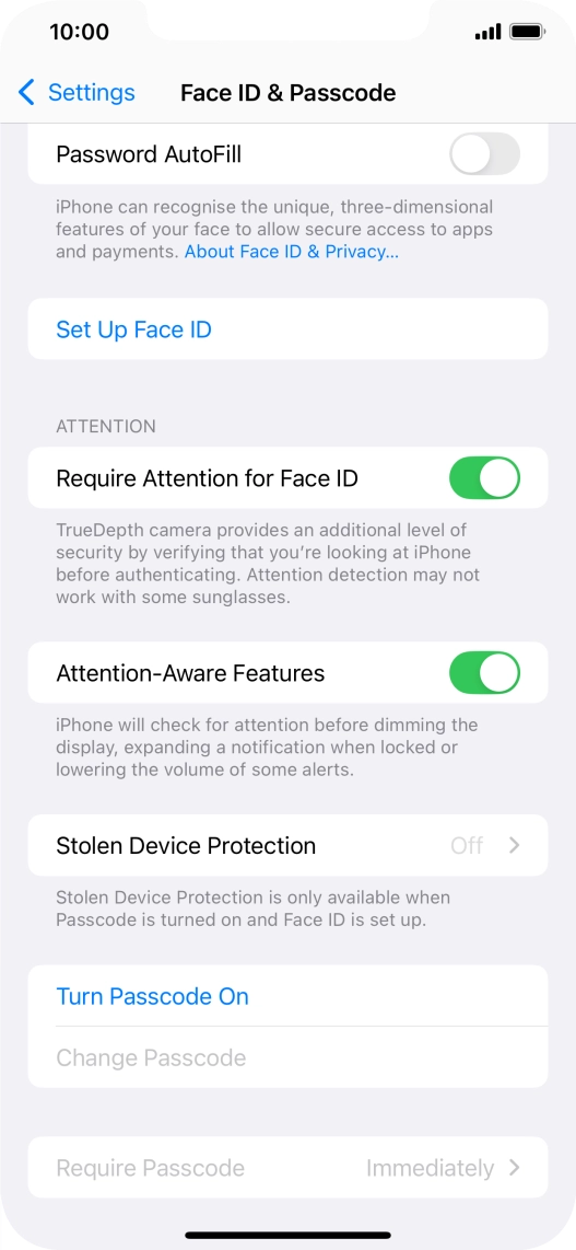 Press Turn Passcode On and key in a phone lock code of your own choice twice.
