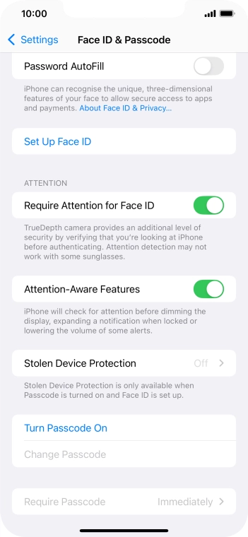 Press Turn Passcode On and key in a phone lock code of your own choice twice.