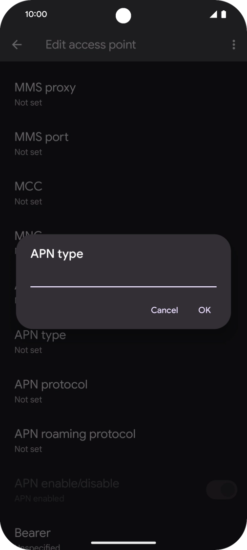 Key in default and press OK.