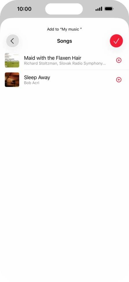 Go to the required category and press the add icon next to the required audio file.