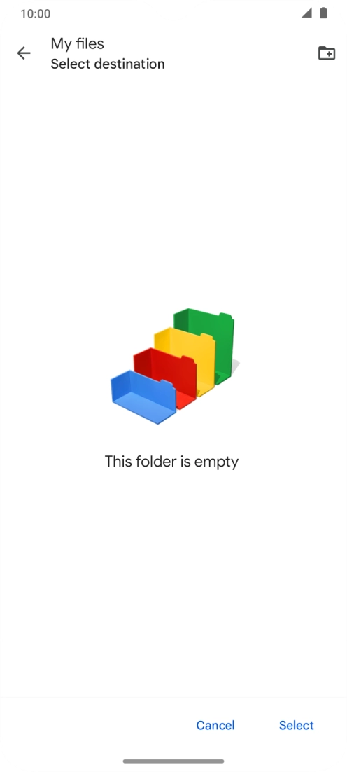 To create a new folder, press the new folder icon and follow the instructions on the screen to create a new folder.
