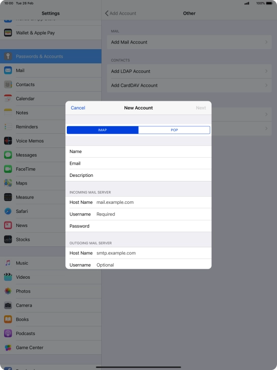 Press IMAP.