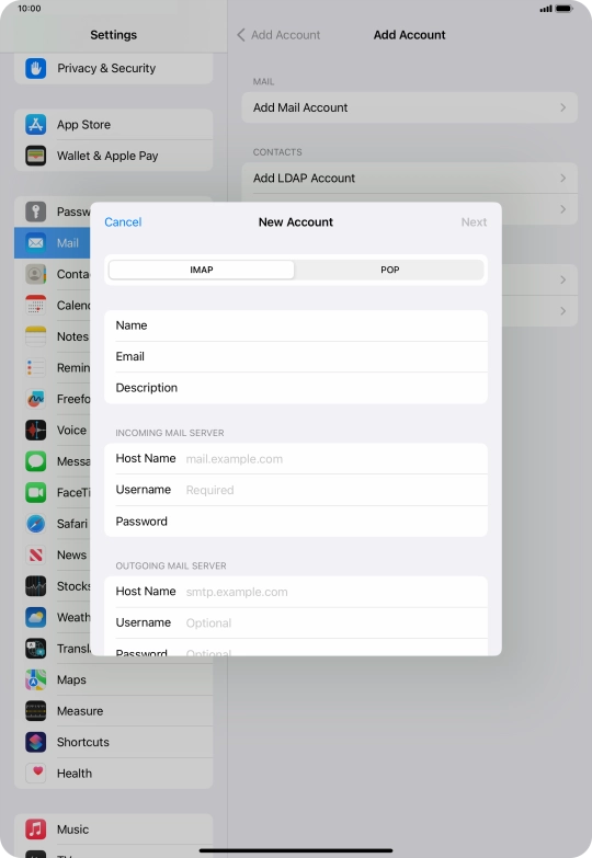 Press IMAP.