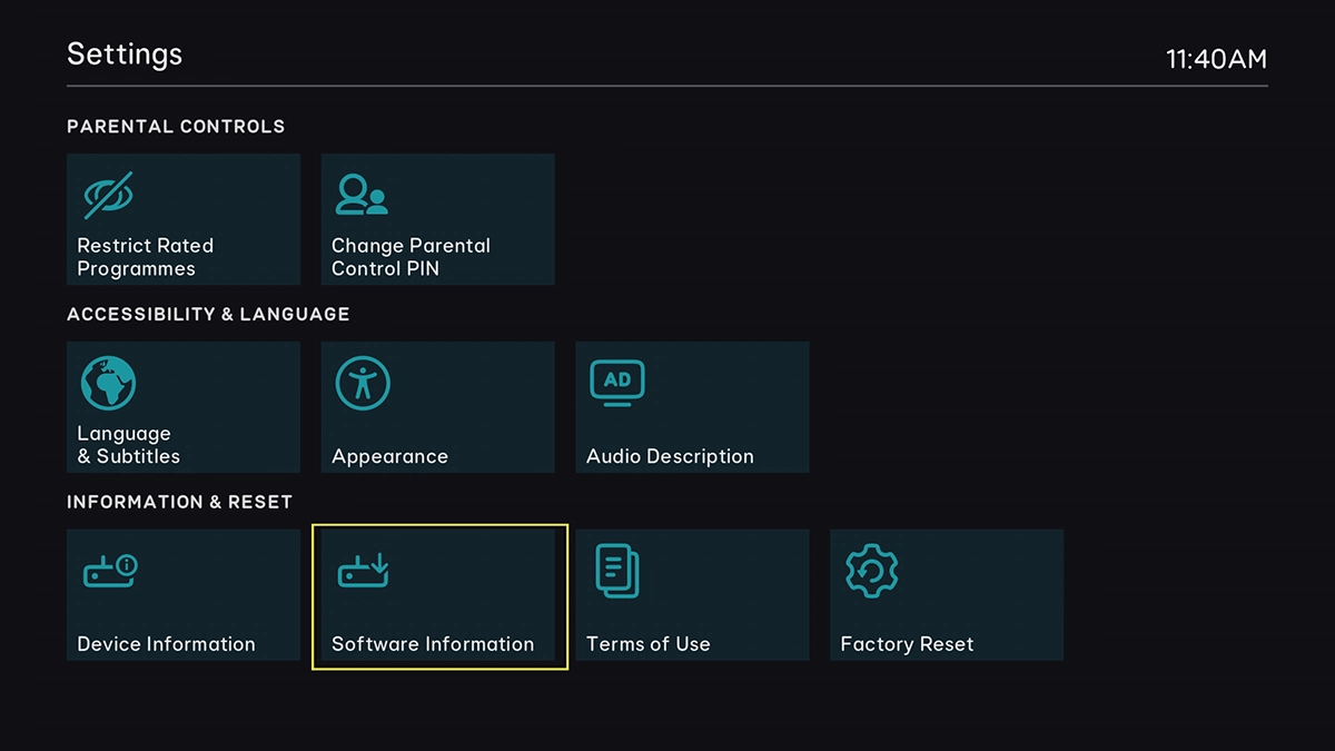Highlight Software Information.