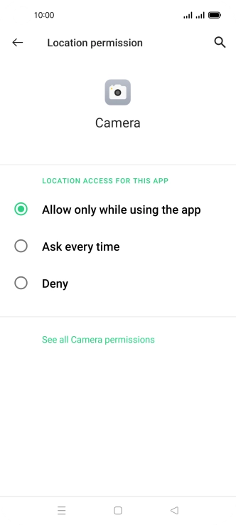 Press the required setting.