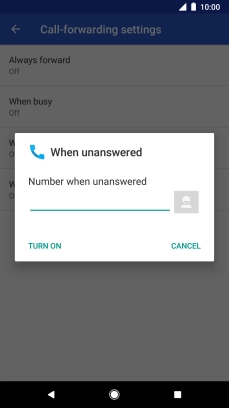 Key in +447953222222 and press TURN ON.