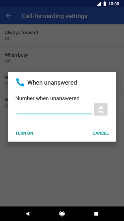 Key in +447953222222 and press TURN ON.