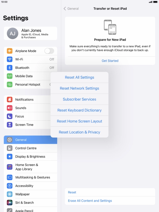 Press Reset All Settings.