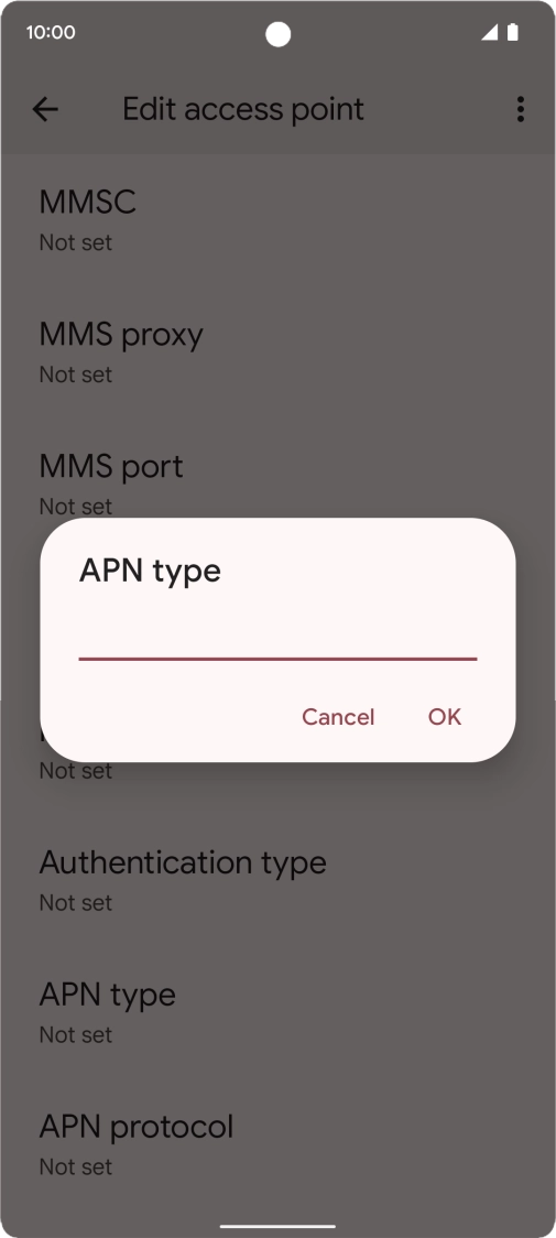 Key in default and press OK.