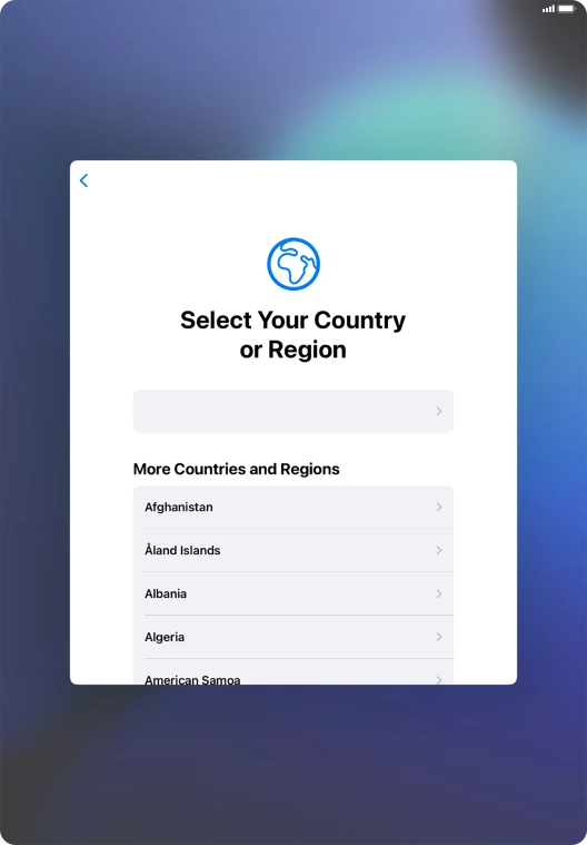 Press the required country or area.