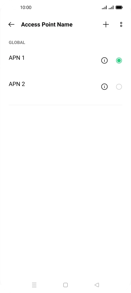 Press the field next to the data connection to activate it.