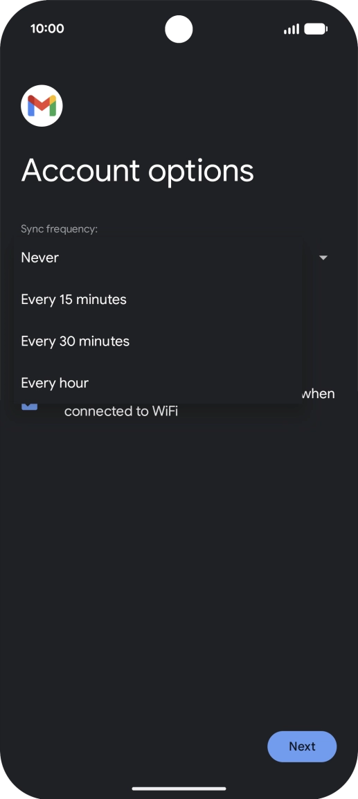Press the required setting.