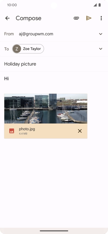 Press the send icon when you've finished your email.