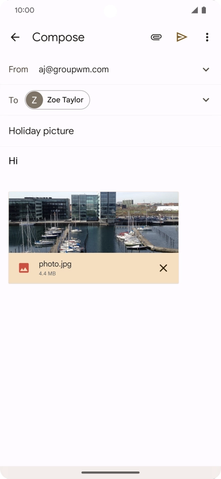Press the send icon when you've finished your email.
