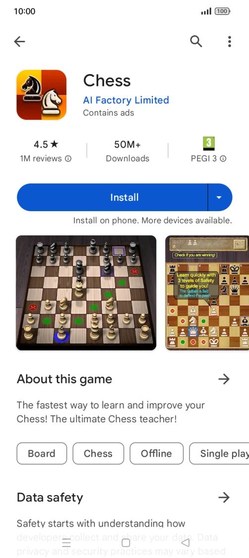 Press Install and follow the instructions on the screen to install the app.