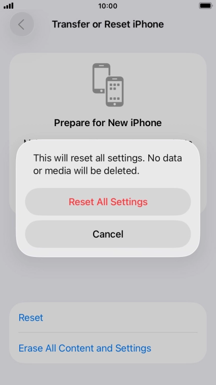 Press Reset All Settings.