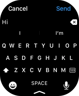 Press the microphone icon and record the message.