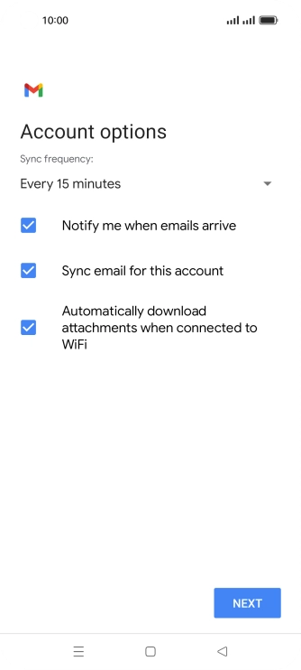 If this screen is displayed, you email account has been recognised and set up automatically. Follow the instructions on the screen to key in more information and finish setting up your phone.