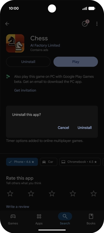 Press Uninstall.