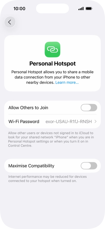 Press Wi-Fi Password and key in the required password.