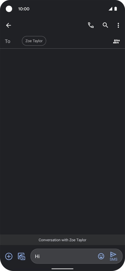 Press the send icon when you've finished your SMS.