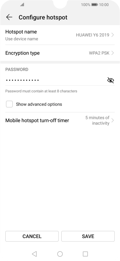 Press Hotspot name.