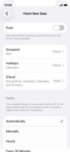 If you turn off the function, press the required setting.