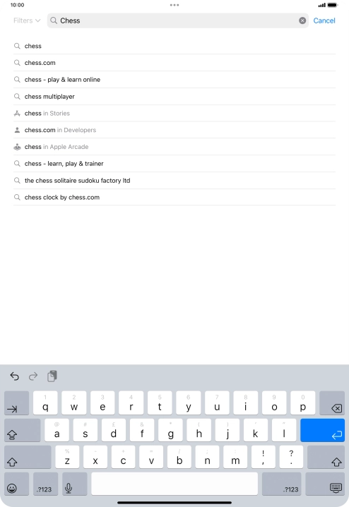 Key in the name or subject of the required app and press enter.