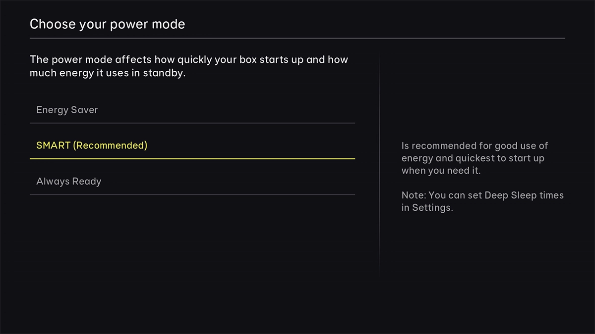 Highlight the required setting.