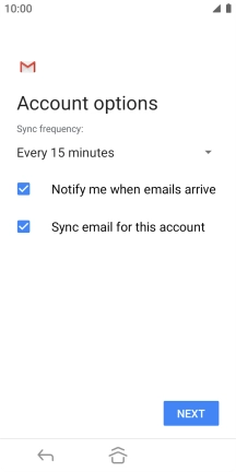 If this screen is displayed, you email account has been recognised and set up automatically. Follow the instructions on the screen to key in more information and finish setting up your phone.